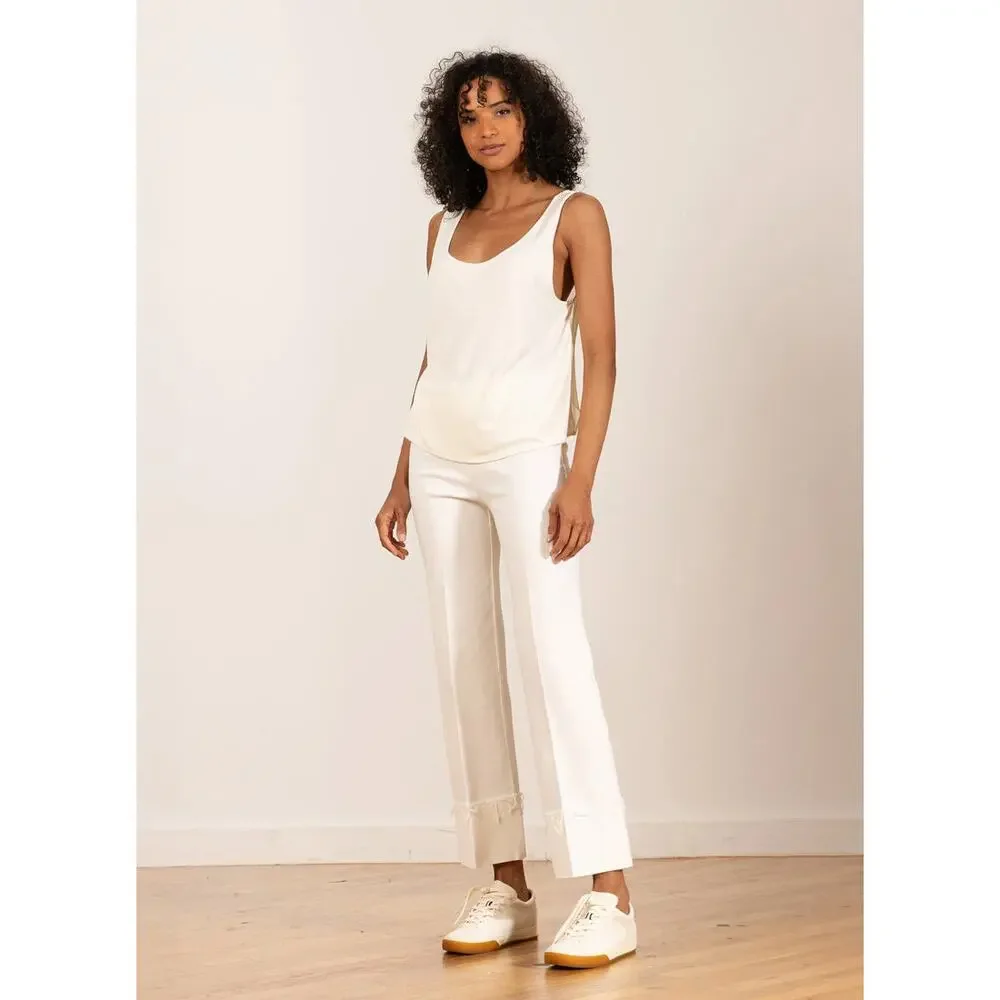 Avenue Montaigne The Bonnie Straight Leg Cuffed Jean in White 2